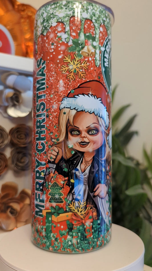 Chucky and his Bride Christmas Coffee 20 Ounce Tumbler