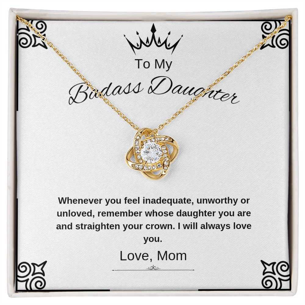 Badass Daughter Love Knot Necklace (Yellow and White Gold Variants)