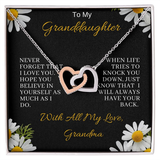 Granddaughter Hearts Necklace (Yellow and White Gold Variants)