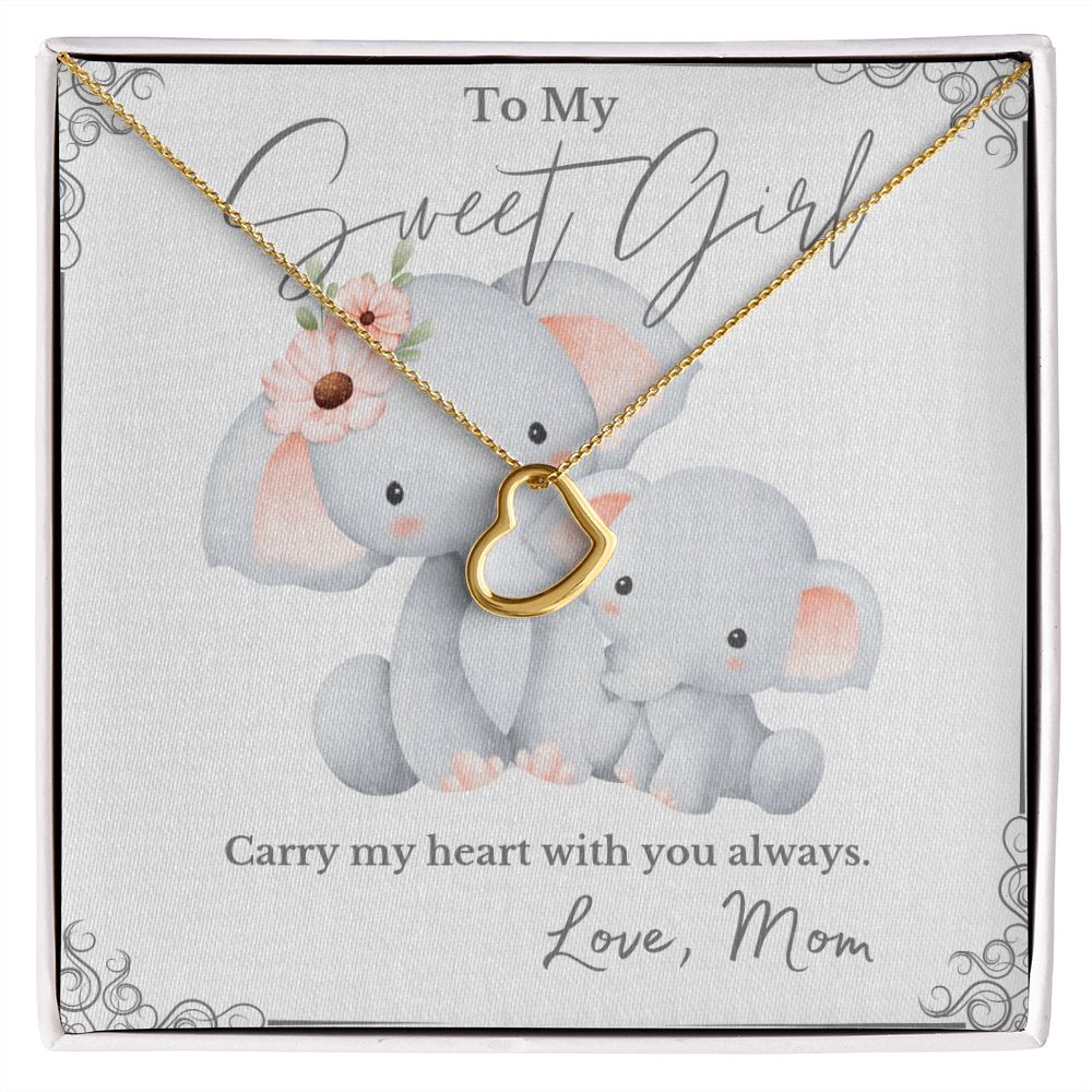 To My Sweet Girl Love Mom Delicate Heart Necklace