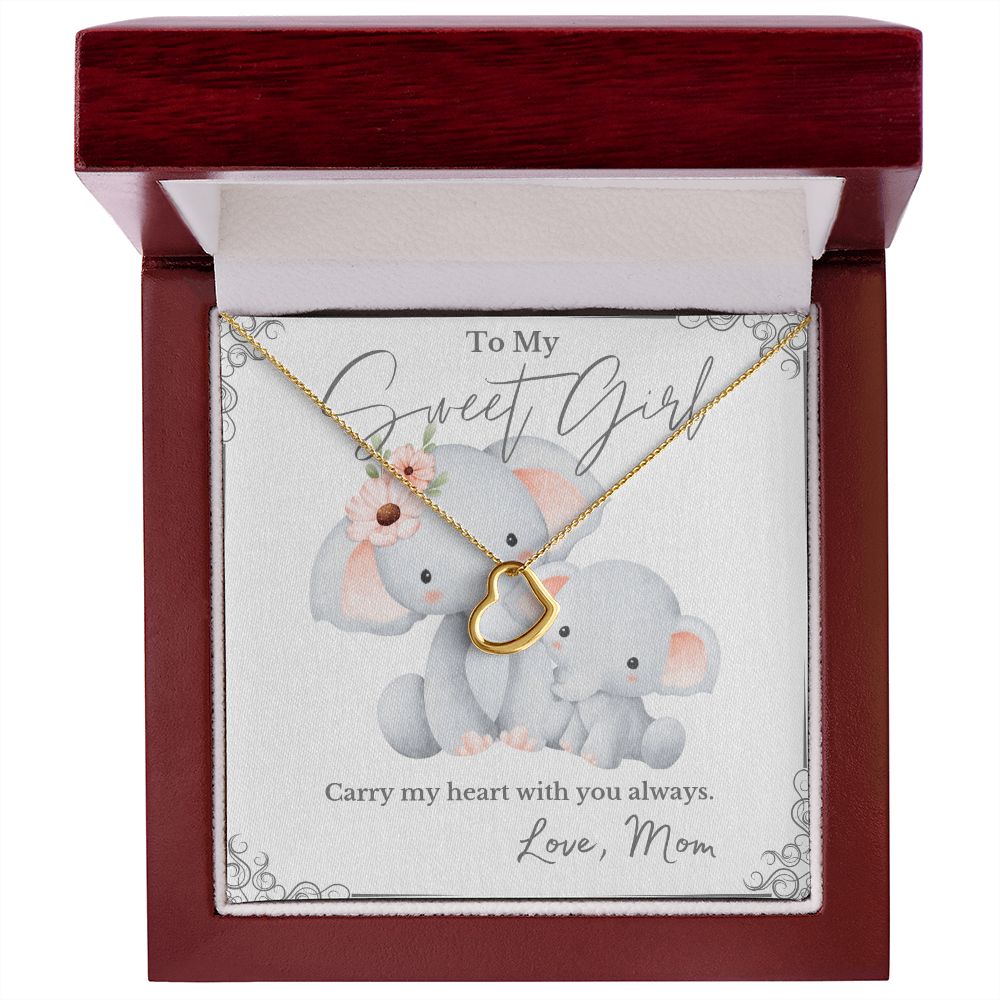 To My Sweet Girl Love Mom Delicate Heart Necklace