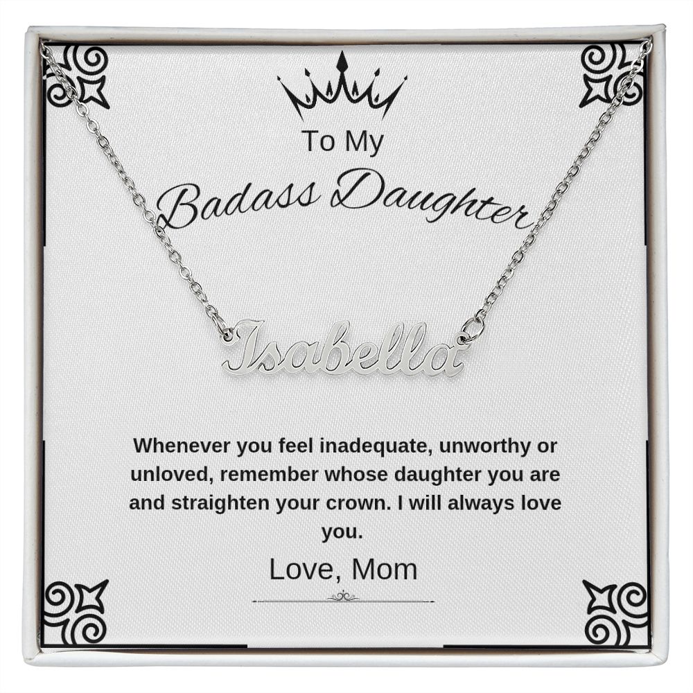 Badass Daughter Custom Name Necklace with MC