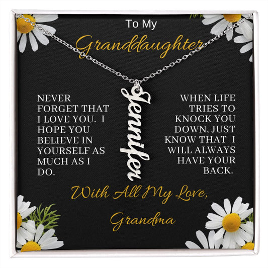 Granddaughter Vertical Name Necklace (w/ MC)